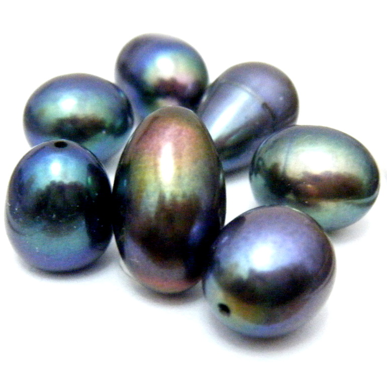 Black 9-10mm Half Drilled Drop Single Pearls